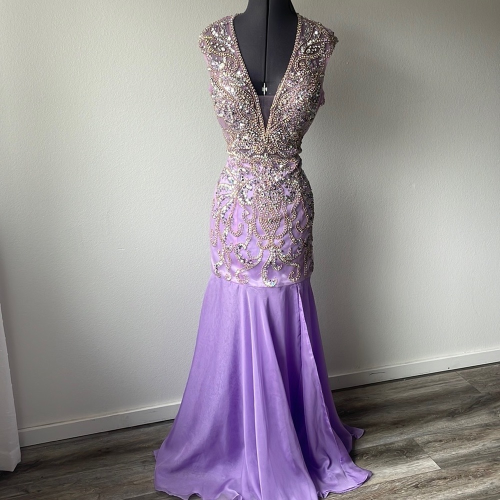 Jovani dress lavender beaded mermaid core size 8
